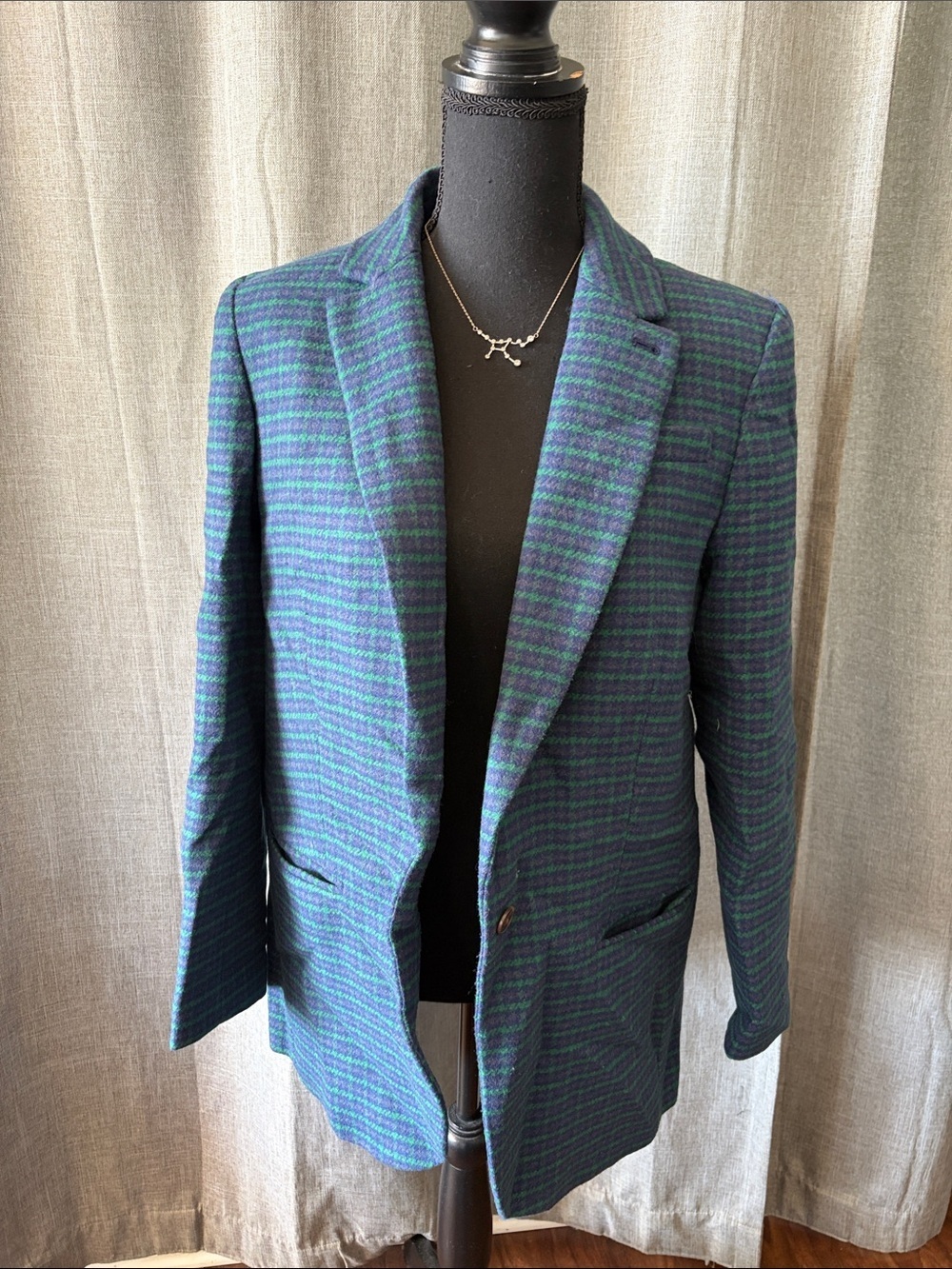 J. Crew Blue and Green Striped Sport Coat